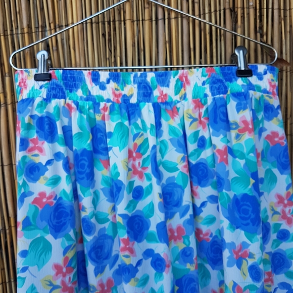 🌏 Vintage Floral Full Midi Skirt - Size 16 - Picture 6 of 13